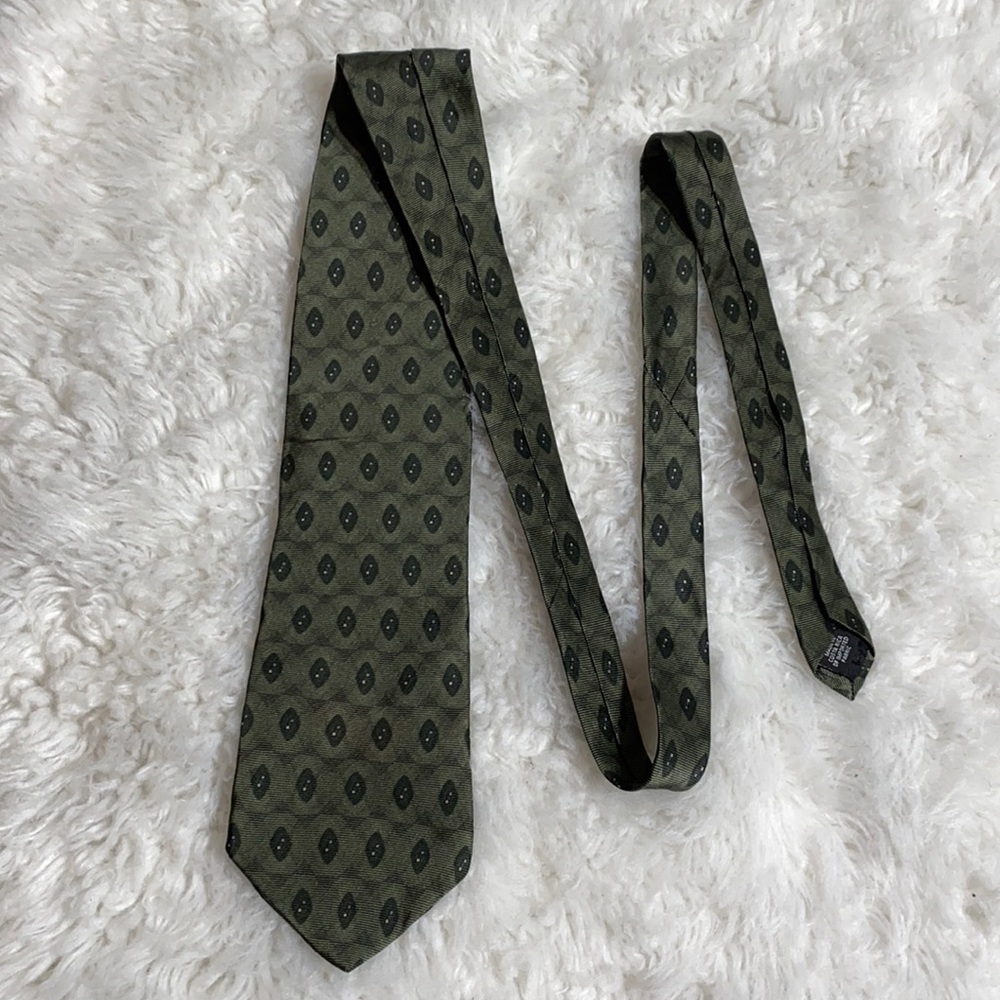 🔴 3/$15! Bill Blass Black Label 100% Silk Green Pattern Tie